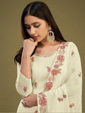 Beautiful Lemon Yellow Embroidered Georgette Party Wear Sharara Suit - Zeel Clothing