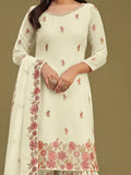 Beautiful Lemon Yellow Embroidered Georgette Party Wear Sharara Suit - Zeel Clothing