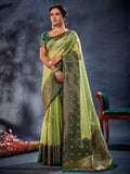 Beautiful Light Green Woven Organza Silk Reception Wear Saree - Zeel Clothing