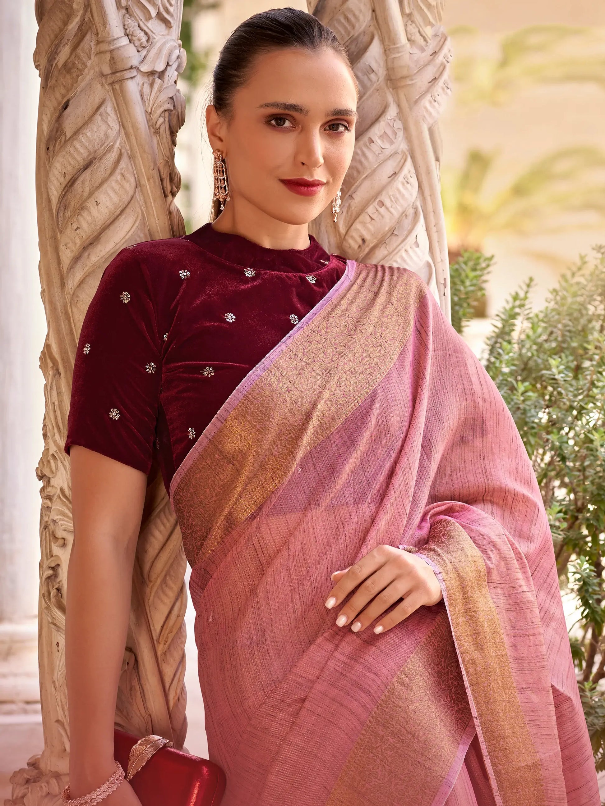 Beautiful Light Mauve Zari Weaving Tissue Silk Traditional Saree - Zeel Clothing