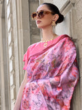 Beautiful Light Purple Digital Printed Satin Saree With Blouse - Zeel Clothing