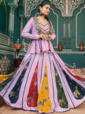 Beautiful Light Purple Printed Silk Navratri Lehenga Choli With Jacket - Zeel Clothing