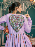Beautiful Light Purple Printed Silk Navratri Lehenga Choli With Jacket - Zeel Clothing