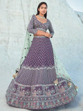 Beautiful Light Purple Sequins Georgette Lehenga Choli With Dupatta - Zeel Clothing