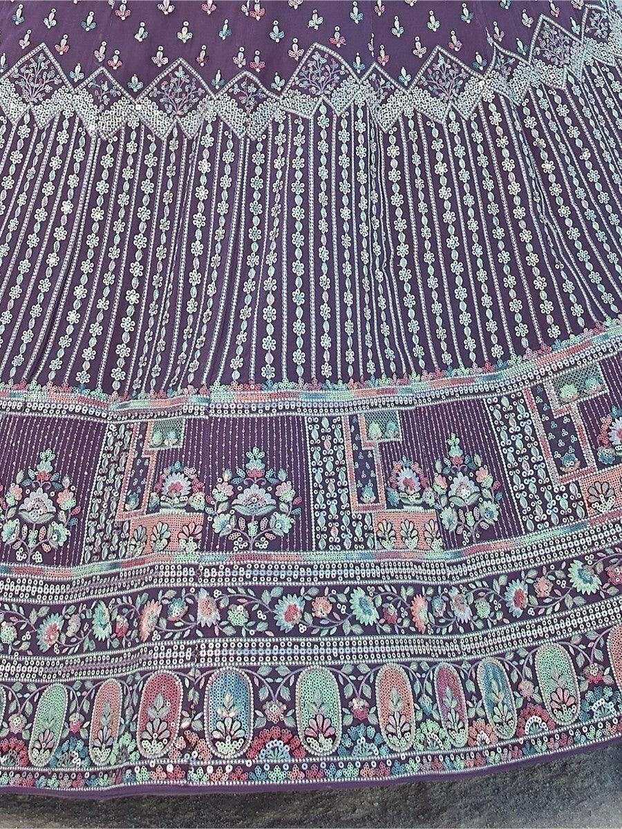Beautiful Light Purple Sequins Georgette Lehenga Choli With Dupatta - Zeel Clothing