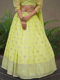 Beautiful Lime Green Sequins Georgette Sangeet Wear Lehenga Choli - Zeel Clothing