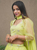 Beautiful Lime Green Sequins Georgette Sangeet Wear Lehenga Choli - Zeel Clothing
