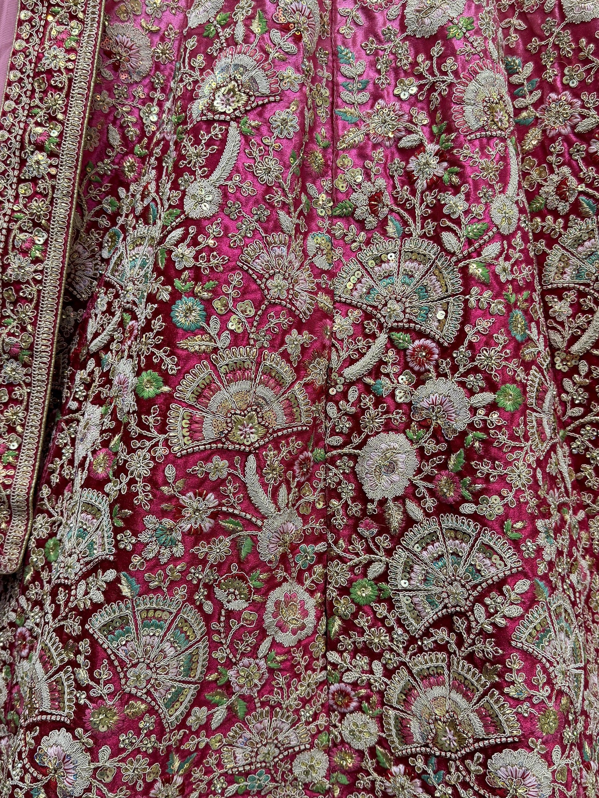 Beautiful Magenta Embroidered Velvet Bridesmaid Lehenga Choli - Zeel Clothing