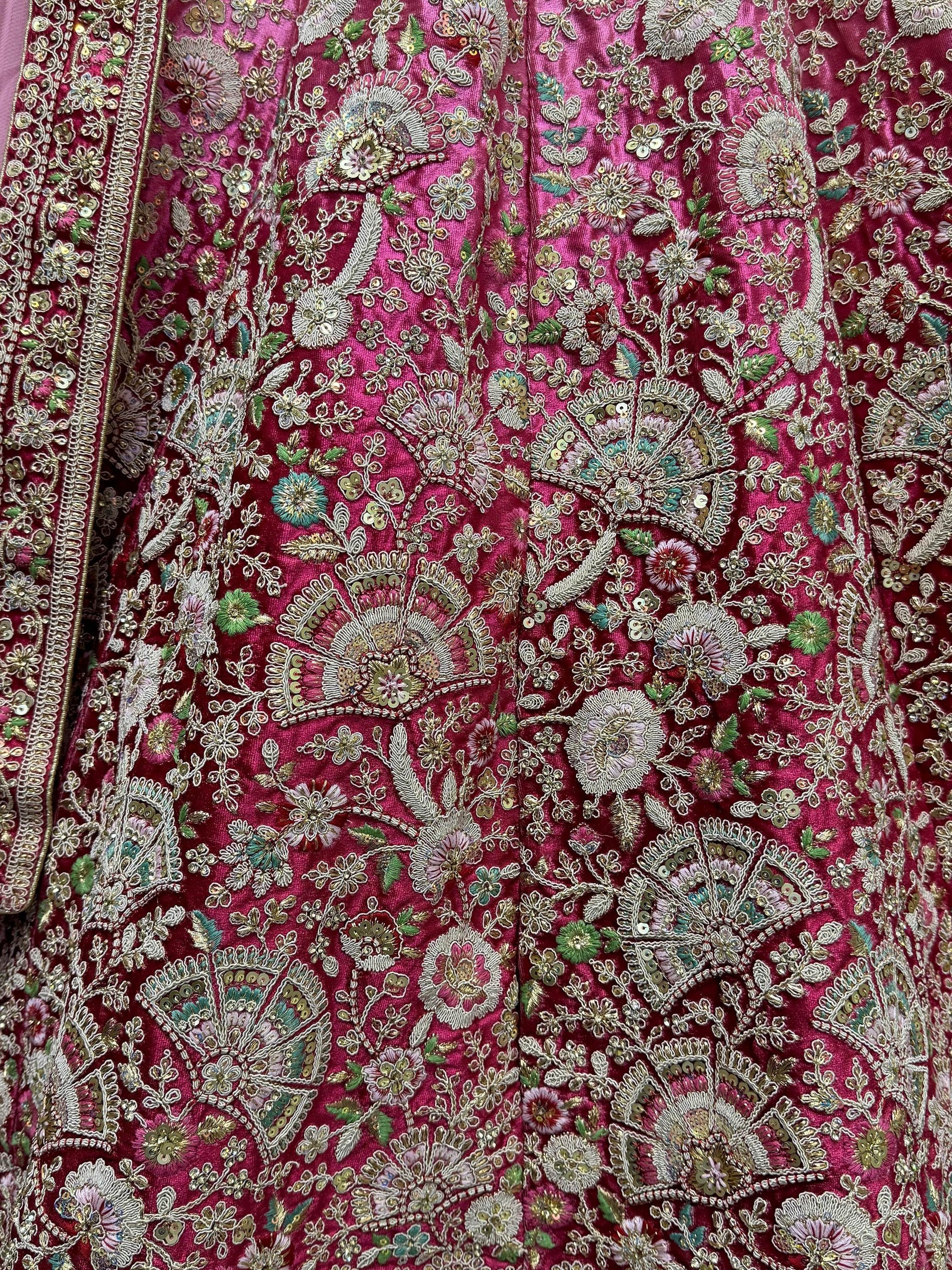 Beautiful Magenta Embroidered Velvet Bridesmaid Lehenga Choli - Zeel Clothing