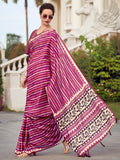 Beautiful Magenta Printed Silk Casual Wear Saree With Blouse - Zeel Clothing