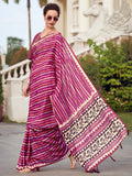 Beautiful Magenta Printed Silk Casual Wear Saree With Blouse - Zeel Clothing