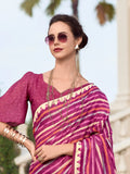 Beautiful Magenta Printed Silk Casual Wear Saree With Blouse - Zeel Clothing