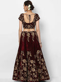 Beautiful Maroon Colored Party wear Designer Embroidered Velvet Lehenga Choli - Zeel Clothing