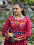 Beautiful Maroon Kutchi Work Rayon Navratri Special Gown - Zeel Clothing