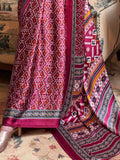 Beautiful Maroon Patola Printed Satin Festival Wear Saree With Blouse - Zeel Clothing