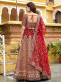 Beautiful Maroon Sequins Raw Silk Bridal Lehenga Choli With Dupatta - Zeel Clothing