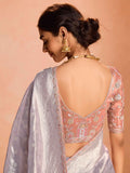 Beautiful Mauve Zari Weaving Silk Event Wear Saree With Blouse - Zeel Clothing