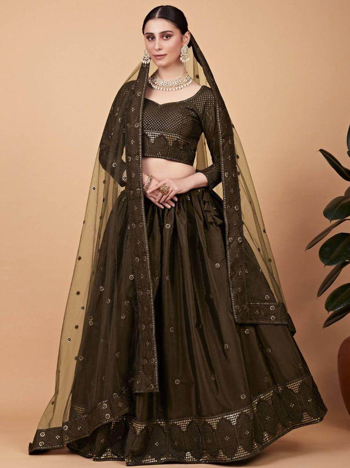 Beautiful Mehndi Embroidered Silk Wedding Wear Lehenga Choli - Zeel Clothing