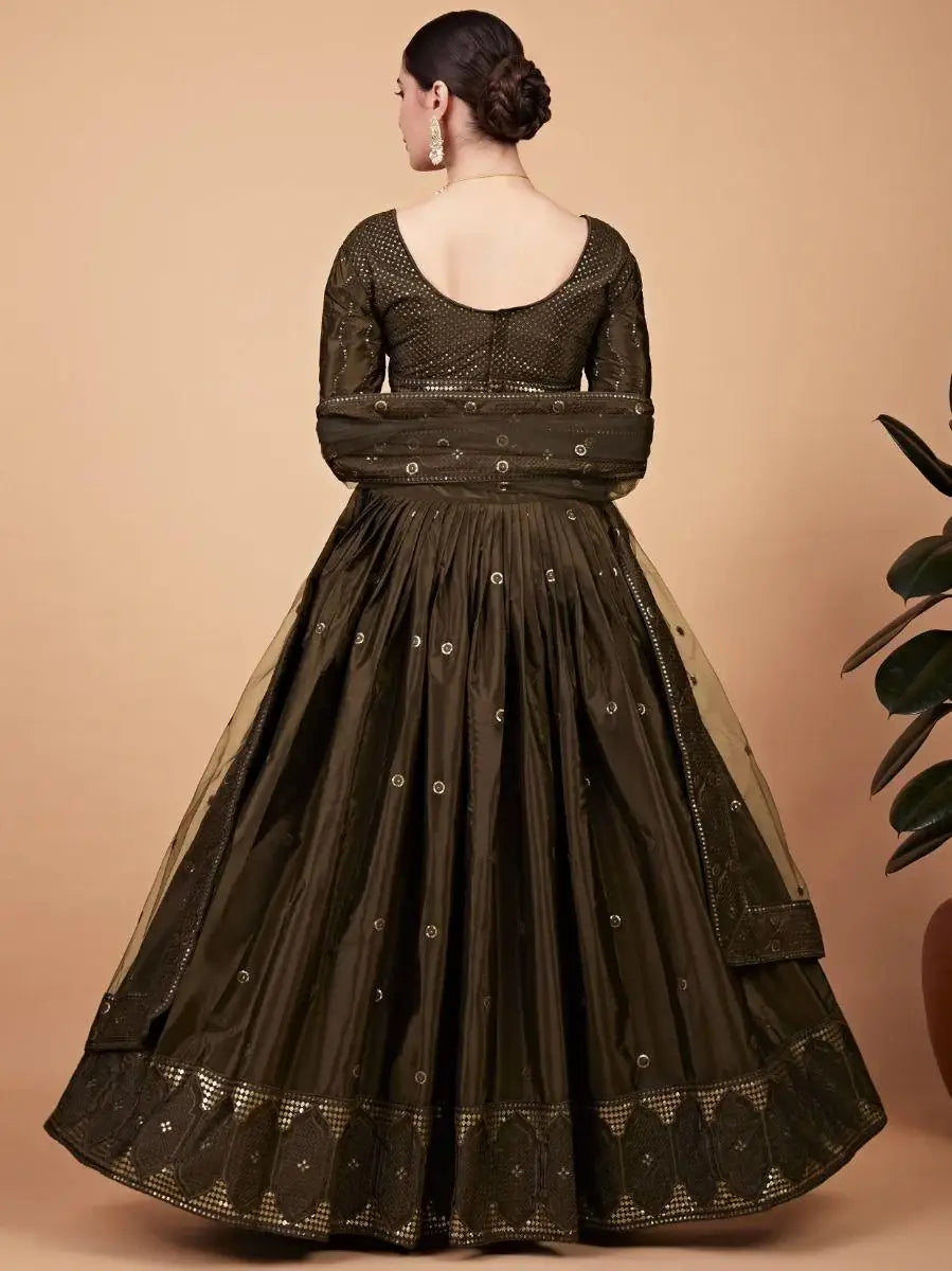 Beautiful Mehndi Embroidered Silk Wedding Wear Lehenga Choli - Zeel Clothing