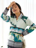Beautiful Multi-Color Digital Printed Satin Event Wear Co-Ord Set