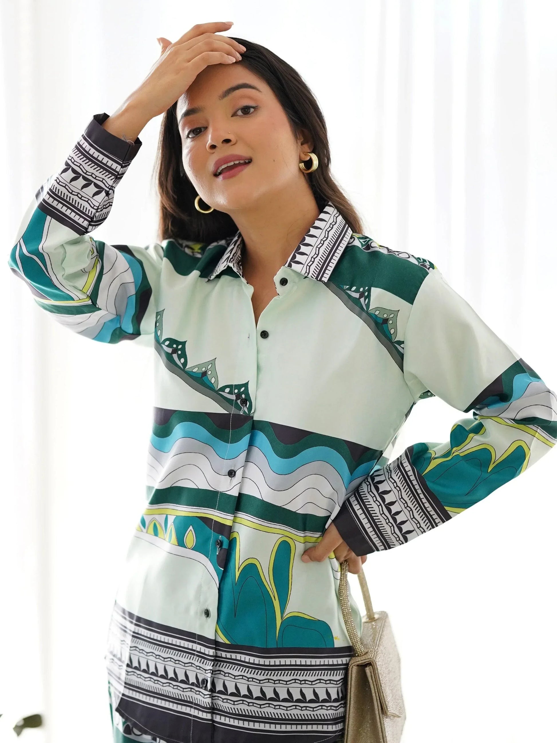 Beautiful Multi-Color Digital Printed Satin Event Wear Co-Ord Set