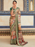 Beautiful Multi-Color Digital Printed Silk Saree With Blouse - Zeel Clothing