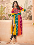 Beautiful Multi-Color Embroidered Rayon Navratri Wear Kurti - Zeel Clothing
