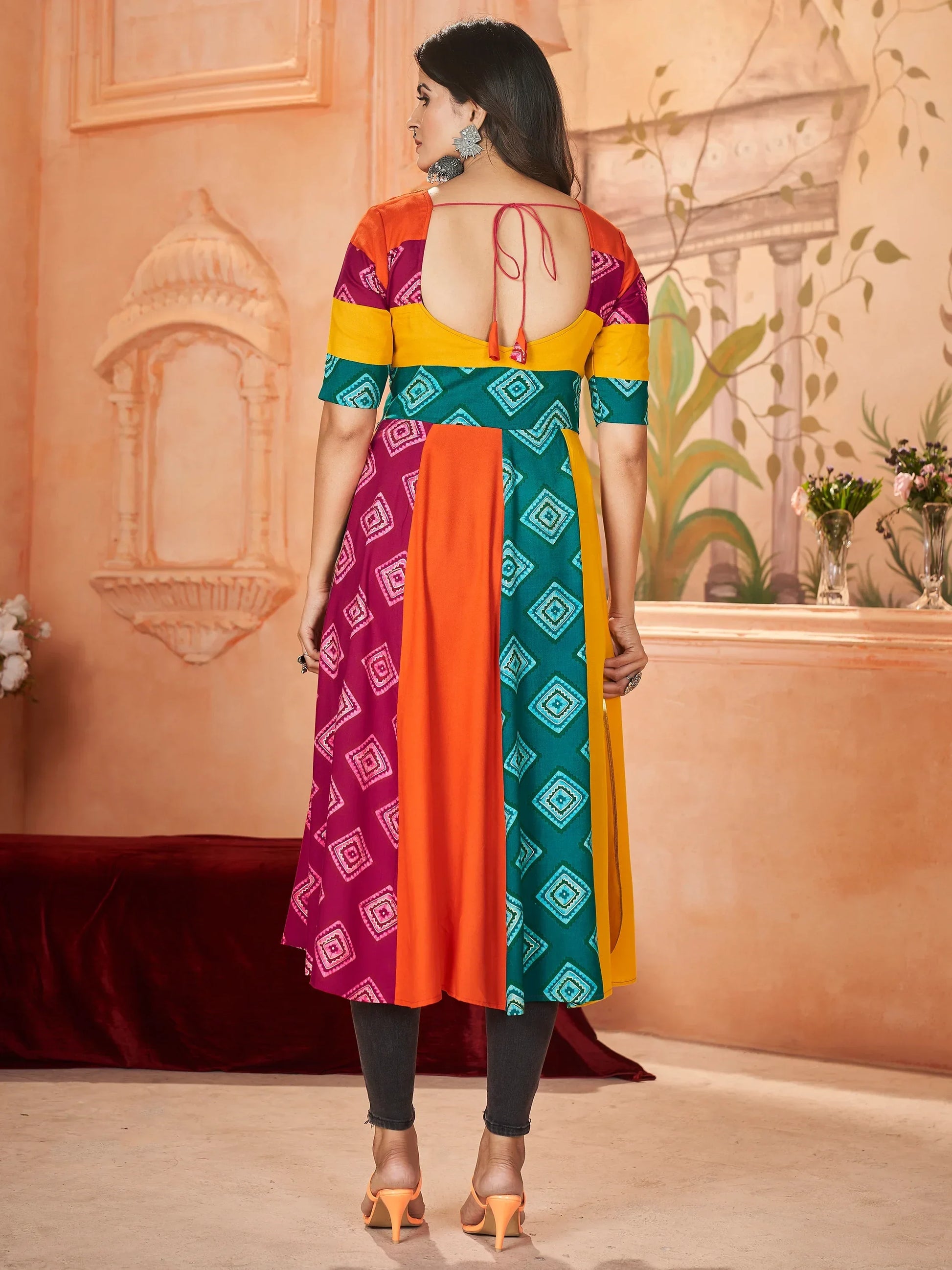Beautiful Multi-Color Embroidered Rayon Navratri Wear Kurti - Zeel Clothing