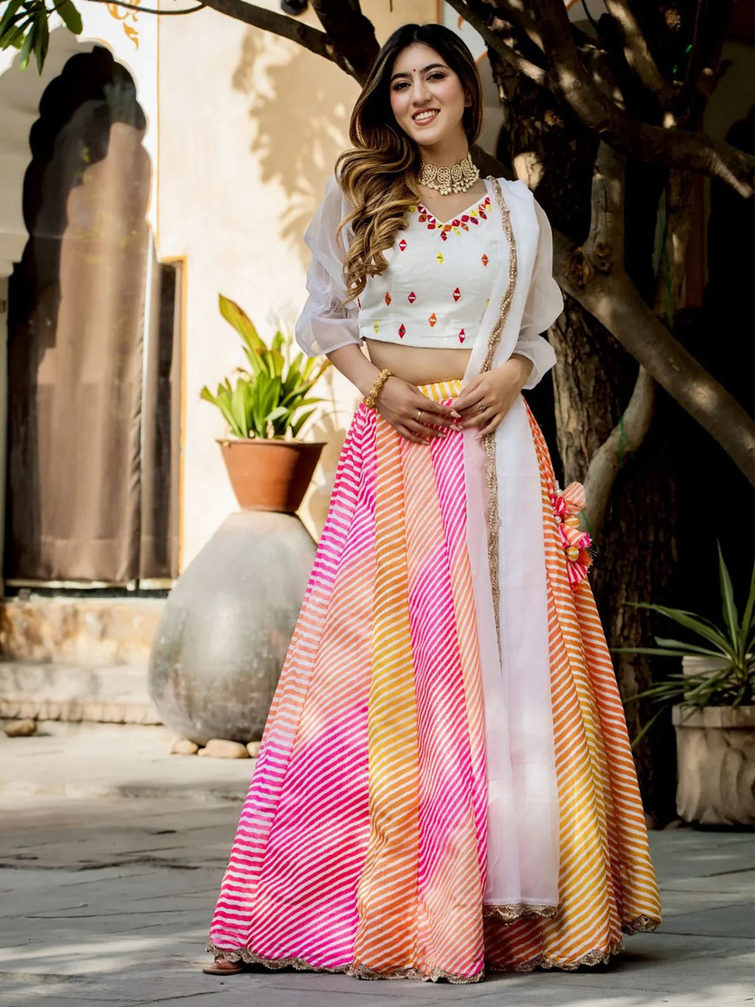 Beautiful Multi-color Leheriya Printed Silk Function Wear Lehenga Choli - Zeel Clothing