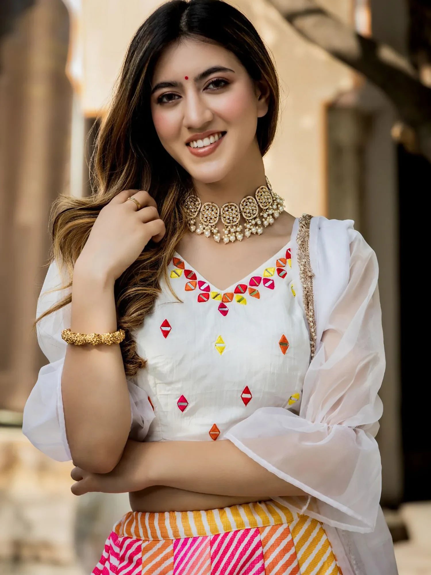 Beautiful Multi-color Leheriya Printed Silk Function Wear Lehenga Choli - Zeel Clothing