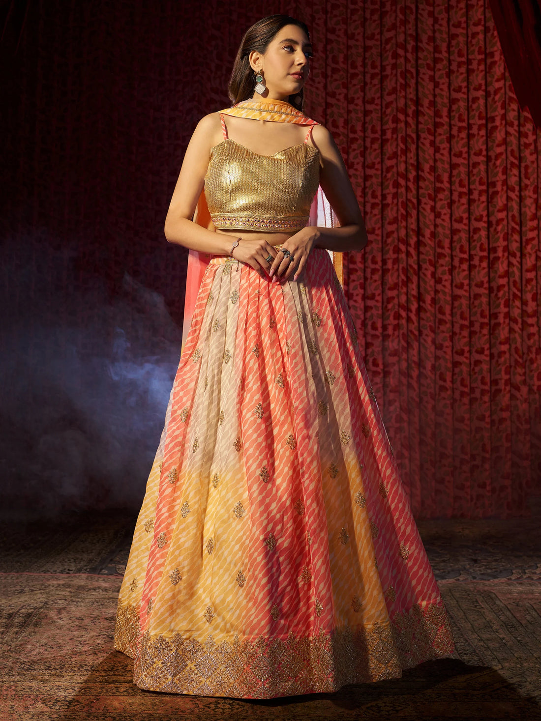 Beautiful Multi-Color Printed Organza Engagement Wear Lehenga Choli - Zeel Clothing