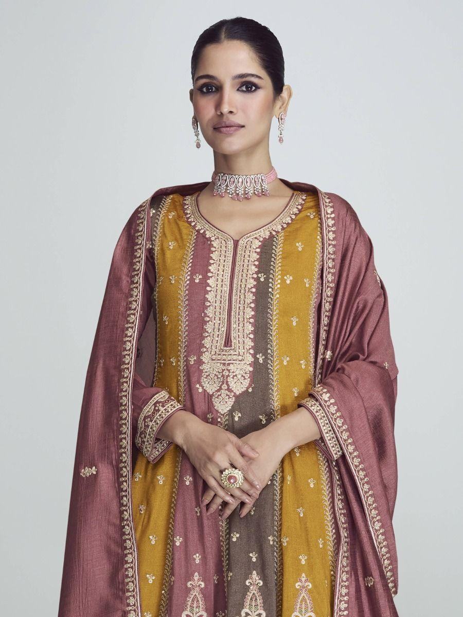 Beautiful Multi Color Sequins Silk Salwar Suit With Dupatta