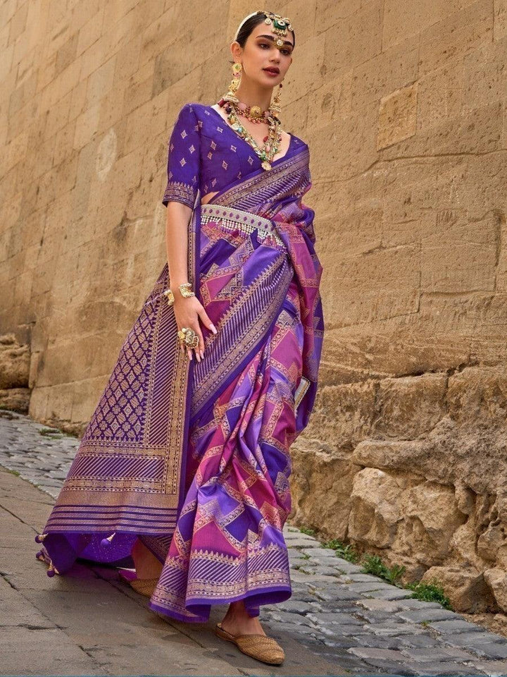 Beautiful Multi-color Silk Weaving work Designer Saree With Blouse
