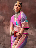 Beautiful Multi Color Zari Weaving Silk Event Wear Saree With Blouse - Zeel Clothing