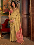 Beautiful Mustard Yellow Weaving Silk Festival Wear Saree With Blouse - Zeel Clothing