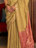 Beautiful Mustard Yellow Weaving Silk Festival Wear Saree With Blouse - Zeel Clothing
