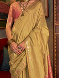 Beautiful Mustard Yellow Weaving Silk Festival Wear Saree With Blouse - Zeel Clothing