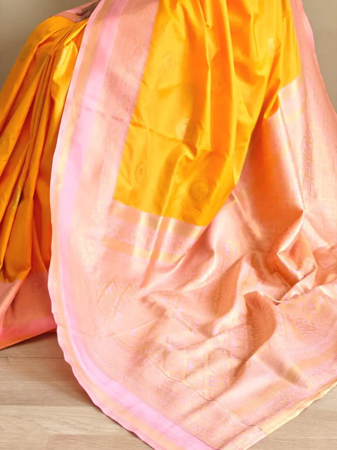 Beautiful Mustard Yellow Zari Weaving Silk Festive Wear Saree With Blouse - Zeel Clothing