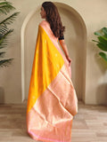 Beautiful Mustard Yellow Zari Weaving Silk Festive Wear Saree With Blouse - Zeel Clothing