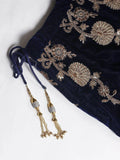 Beautiful Navy Blue Colored Party Wear Designer Embroidered Velvet Lehenga Choli - Zeel Clothing