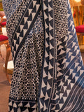 Beautiful Navy Blue Digital Printed Silk Festival Wear Saree With Blouse - Zeel Clothing