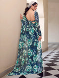 Beautiful Navy Blue Floral Printed Georgette Event Wear Saree - Zeel Clothing