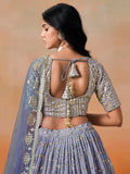 Beautiful Navy Blue Georgette Designer Lehenga Choli With Dupatta - Zeel Clothing