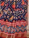 Beautiful Navy-Blue Patola Printed Silk Event Wear Saree With Blouse - Zeel Clothing