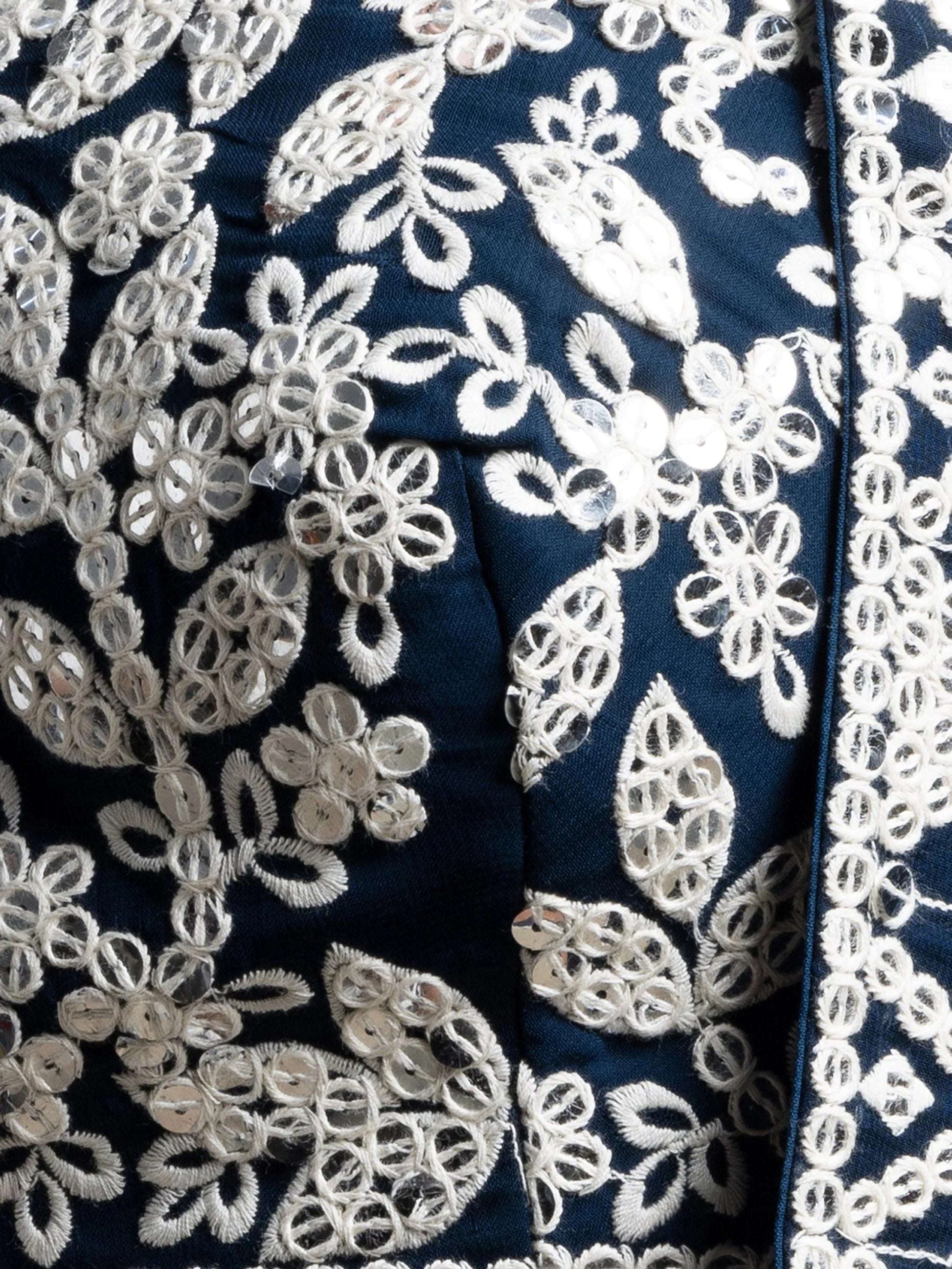 Beautiful Navy Blue Thread Work Georgette Reception Wear Lehenga Choli