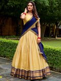 Beautiful Navy Blue Zari Weaving Kanjivaram Traditional Half Saree Lehenga
