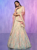 Beautiful Off-White Sequins Organza Lehenga Choli With Dupatta - Zeel Clothing
