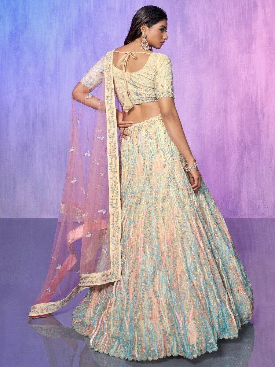 Beautiful Off-White Sequins Organza Lehenga Choli With Dupatta - Zeel Clothing