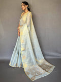 Beautiful Off White Woven Silk Event Wear Saree With Blouse - Zeel Clothing