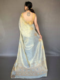 Beautiful Off White Woven Silk Event Wear Saree With Blouse - Zeel Clothing